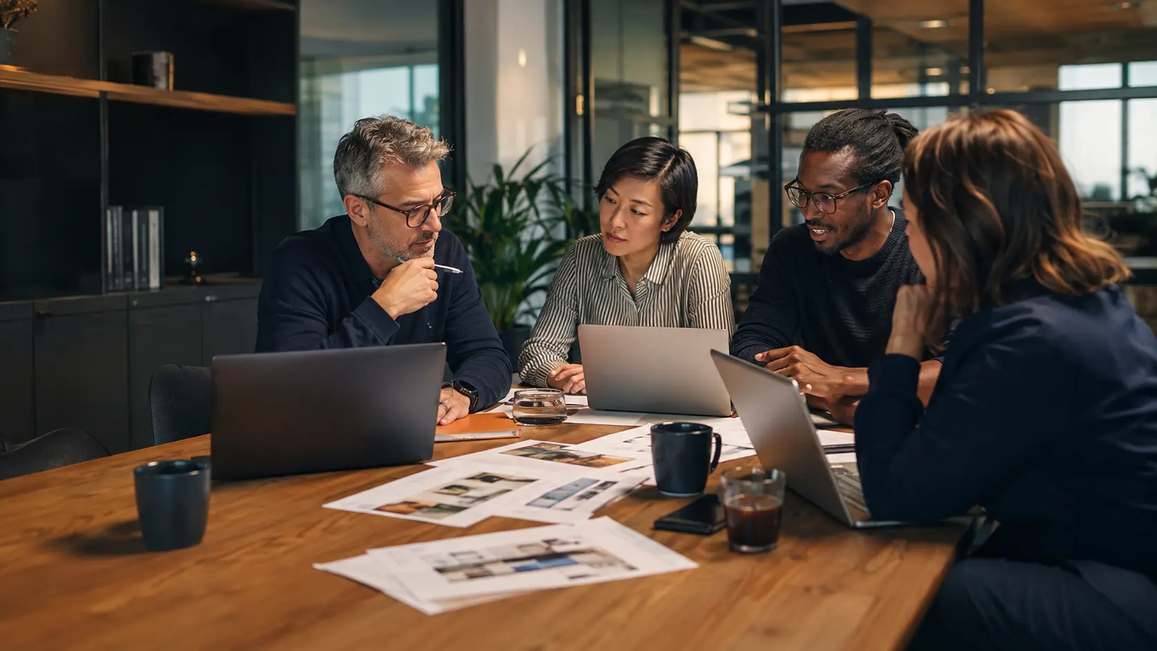 Independent business leaders reviewing a connected marketing strategy