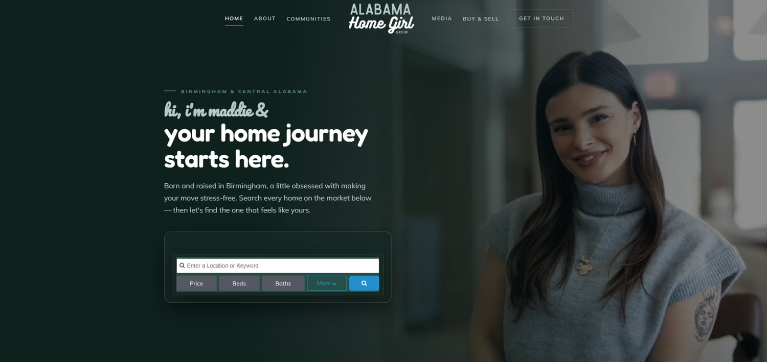 Website hero design for a Birmingham, AL residential real estate group